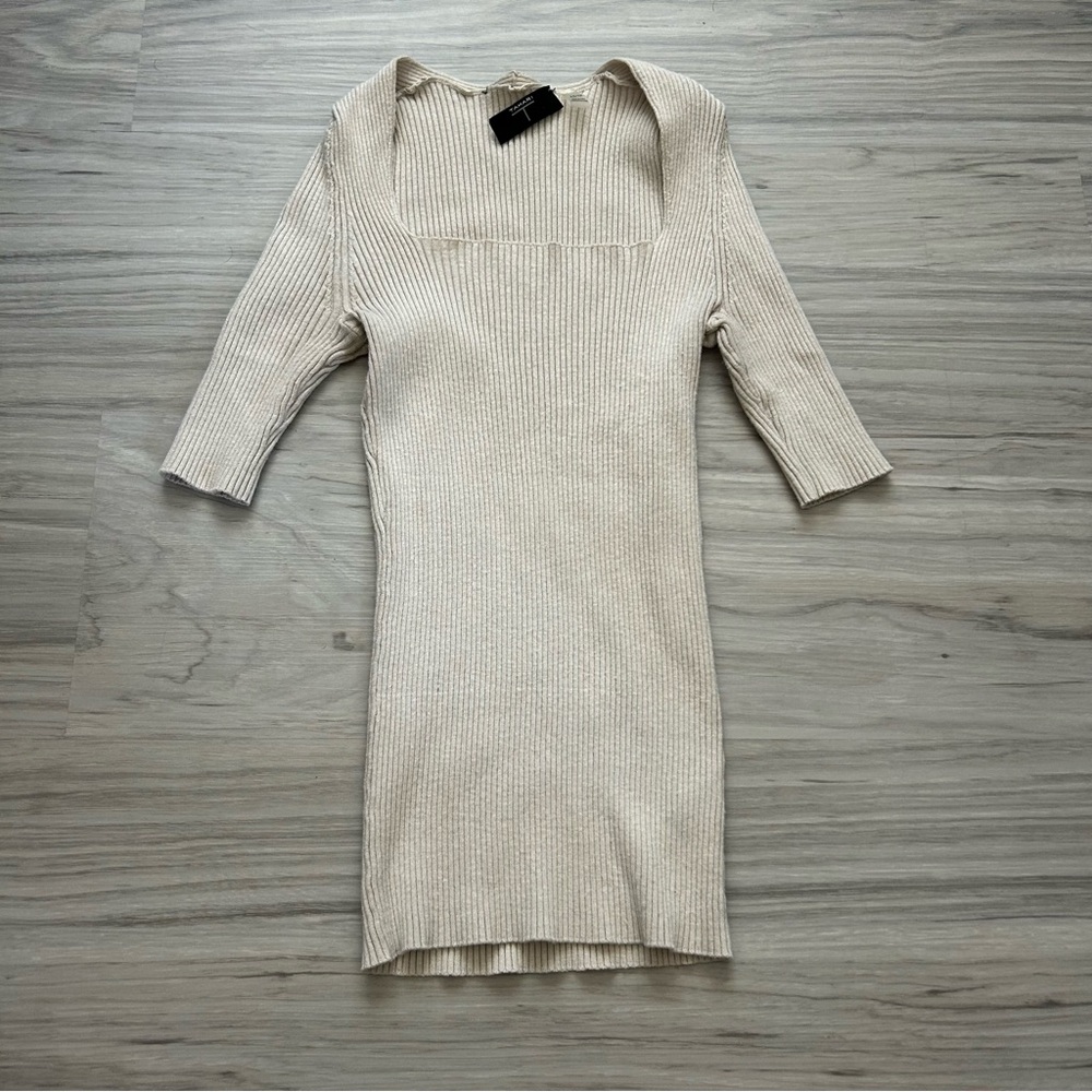 🔻🔻🔻sale Cream Ribbed Knit top with square neckline